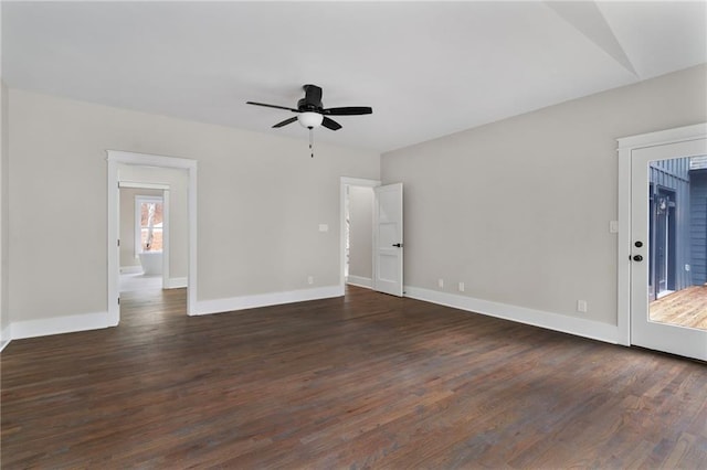 1066 Fairway Valley Dr, Woodstock, GA 30189 - unfurnished room with a ceiling fan, dark wood-style floors, and baseboards