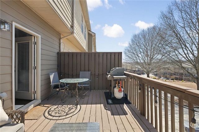 deck featuring grilling area