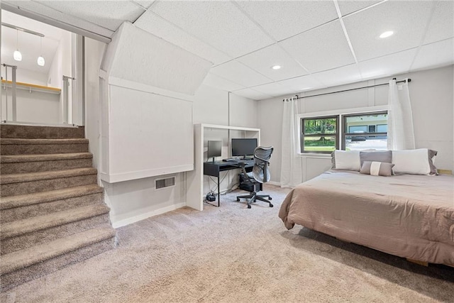7060 Steel Wood Dr NW, Kennesaw, GA 30152 - carpeted bedroom featuring recessed lighting, a paneled ceiling, an office area, and baseboards
