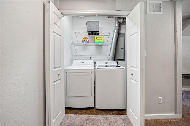 7060 Steel Wood Dr NW, Kennesaw, GA 30152 - laundry area with a textured wall, independent washer and dryer, and carpet