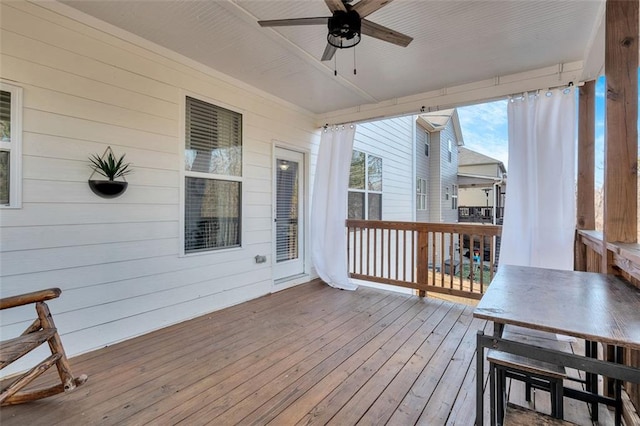 deck featuring ceiling fan