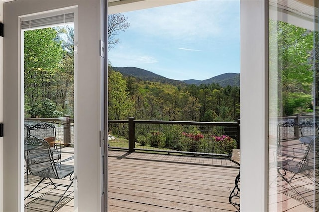 306 Pig Trl, Cherry Log, GA 30522 - doorway with a wooded view and a mountain view