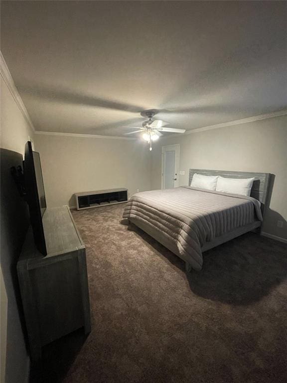 2166 Lake Ridge Ter, Lawrenceville, GA 30043 - bedroom featuring carpet, ornamental molding, and a ceiling fan
