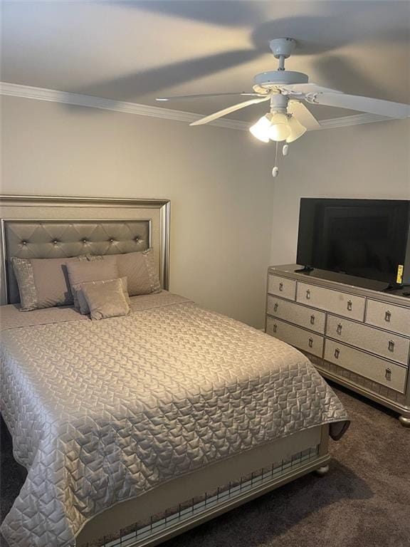 2166 Lake Ridge Ter, Lawrenceville, GA 30043 - bedroom with carpet, ornamental molding, and a ceiling fan