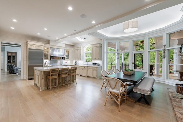 interior space featuring recessed lighting and light wood-style floors