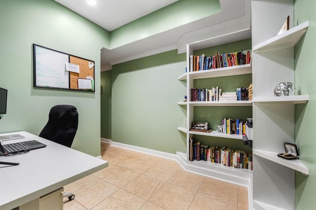 office space with baseboards