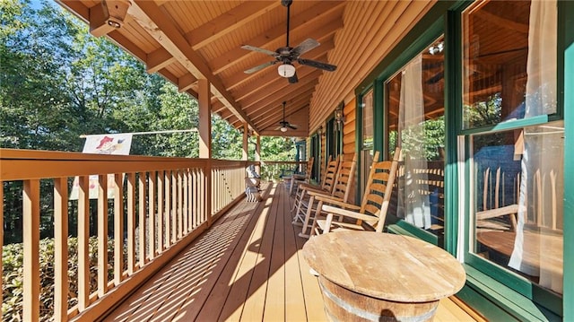 deck featuring ceiling fan