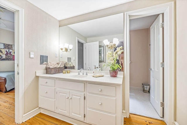 bathroom featuring vanity and wood-type flooring