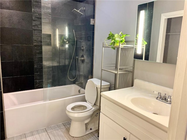 bathroom with vanity, toilet, and shower / tub combination