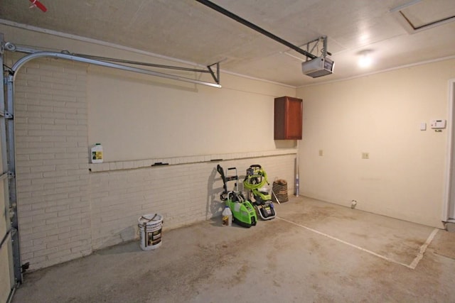 garage with a garage door opener