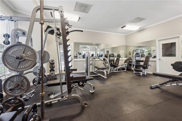 539 Mcgill Park Ave NE, Atlanta, GA 30312 - exercise room featuring crown molding