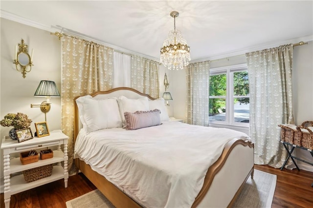 1600 Belle Isle Cir NE, Atlanta, GA 30329 - bedroom featuring a chandelier, wood finished floors, and crown molding