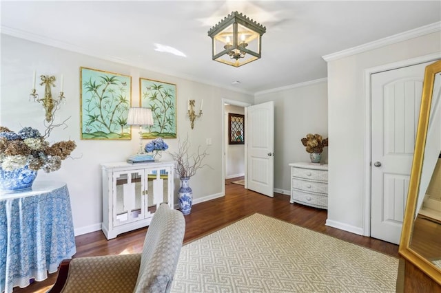 1600 Belle Isle Cir NE, Atlanta, GA 30329 - office with dark wood-type flooring, ornamental molding, and a chandelier