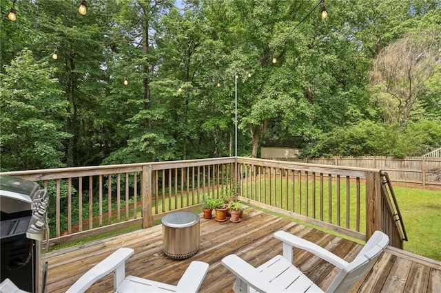 1600 Belle Isle Cir NE, Atlanta, GA 30329 - wooden terrace with a fenced backyard and grilling area