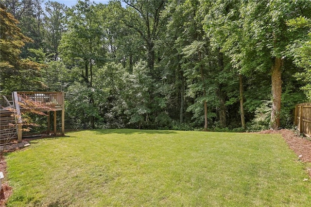 1600 Belle Isle Cir NE, Atlanta, GA 30329 - view of yard featuring a deck and stairs