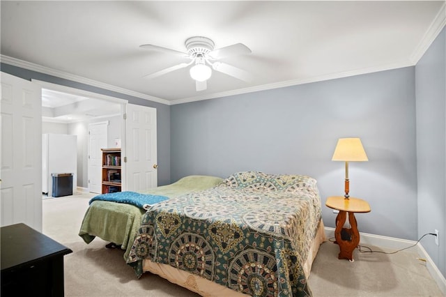 2287 Lake Ridge Ter, Lawrenceville, GA 30043 - carpeted bedroom with ornamental molding and ceiling fan