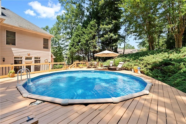 2287 Lake Ridge Ter, Lawrenceville, GA 30043 - view of pool with a wooden deck and outdoor dining space