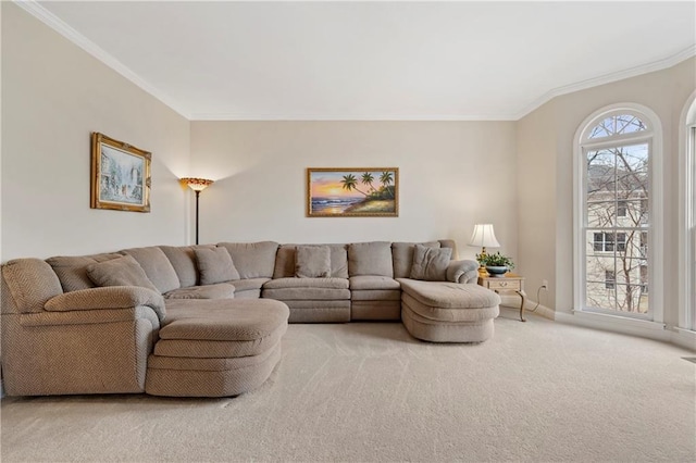 2287 Lake Ridge Ter, Lawrenceville, GA 30043 - living room featuring carpet and crown molding