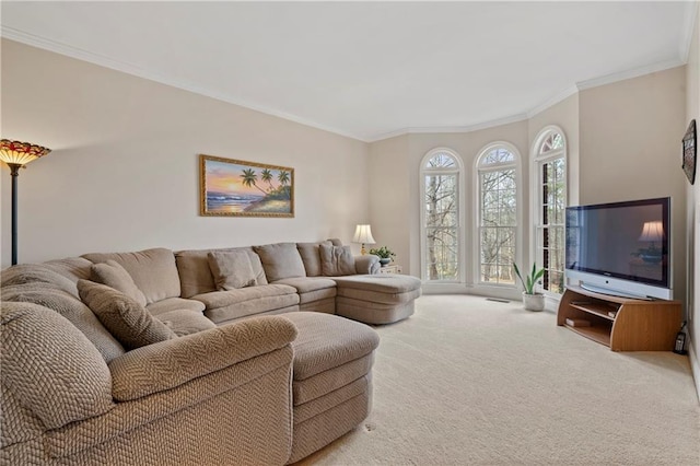 2287 Lake Ridge Ter, Lawrenceville, GA 30043 - carpeted living room featuring crown molding