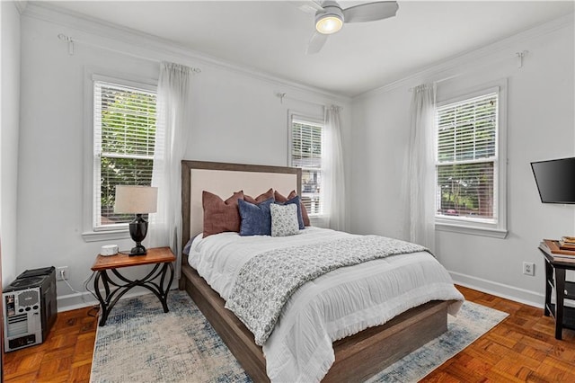 872 Briarcliff Rd NE Unit B2, Atlanta, GA 30306 - bedroom with multiple windows, crown molding, and a ceiling fan