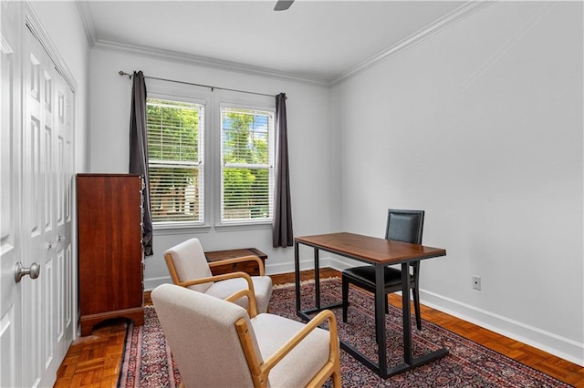 872 Briarcliff Rd NE Unit B2, Atlanta, GA 30306 - office area featuring ornamental molding and baseboards