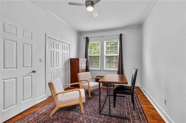 872 Briarcliff Rd NE Unit B2, Atlanta, GA 30306 - dining room with ceiling fan and crown molding