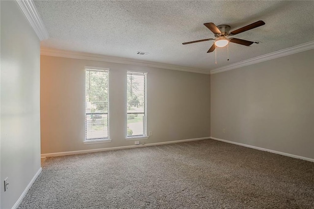 5383 Forest E Ln, Stone Mountain, GA 30088 - carpeted empty room with ceiling fan, ornamental molding, and a textured ceiling