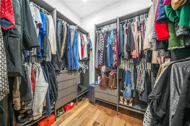 spacious closet with wood finished floors