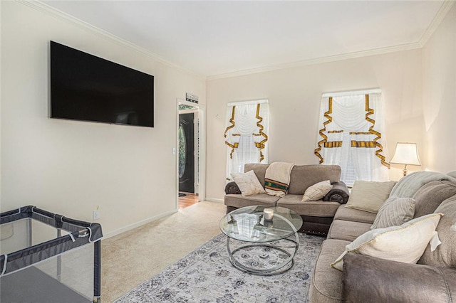 1644 Beaver Creek Ln, Snellville, GA 30078 - living area featuring carpet floors, ornamental molding, and baseboards