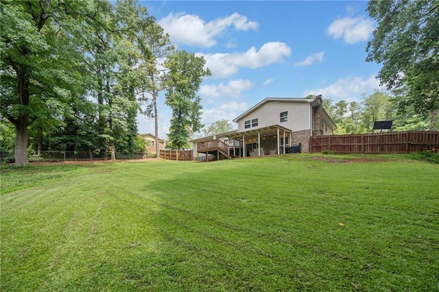 2941 Foothill Trl, Marietta, GA 30066 - fenced backyard featuring stairway and a wooden deck