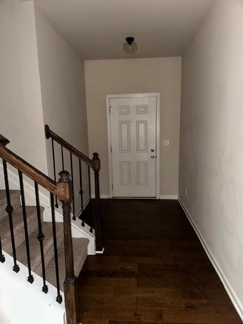 foyer entrance featuring dark hardwood / wood-style flooring