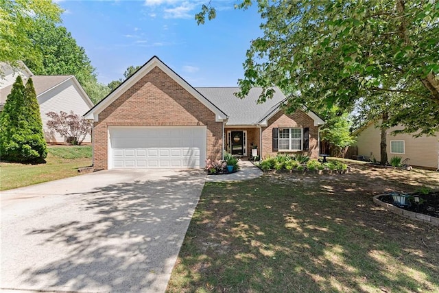 1338 Jefferson Station Rd, Jefferson, GA 30549 - single story home with brick siding, driveway, a front yard, and a garage
