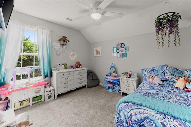 1338 Jefferson Station Rd, Jefferson, GA 30549 - carpeted bedroom with visible vents, ceiling fan, and vaulted ceiling