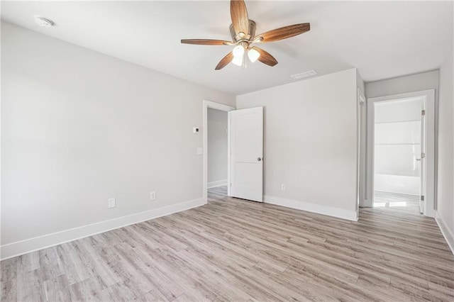 6075 Quail Mountain Trl, Gainesville, GA 30506 - spare room featuring light wood-style floors, a ceiling fan, a smoke detector, and baseboards