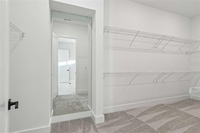 walk in closet with carpet