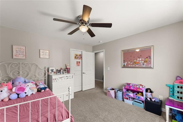 bedroom with carpet and ceiling fan