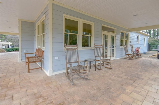 view of patio featuring french doors