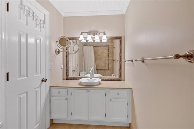 4 Mount Vernon Cir, Atlanta, GA 30338 - bathroom featuring vanity, a tile shower, and ornamental molding
