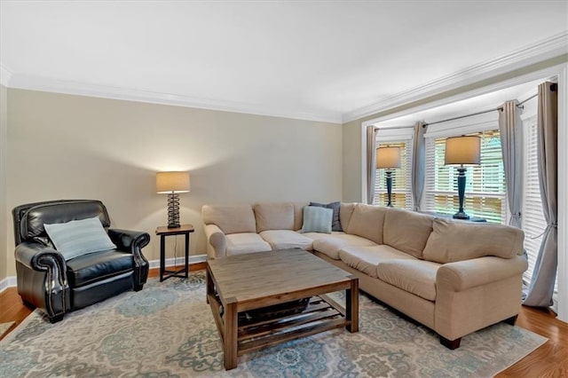 4 Mount Vernon Cir, Atlanta, GA 30338 - living room featuring ornamental molding, baseboards, and wood finished floors