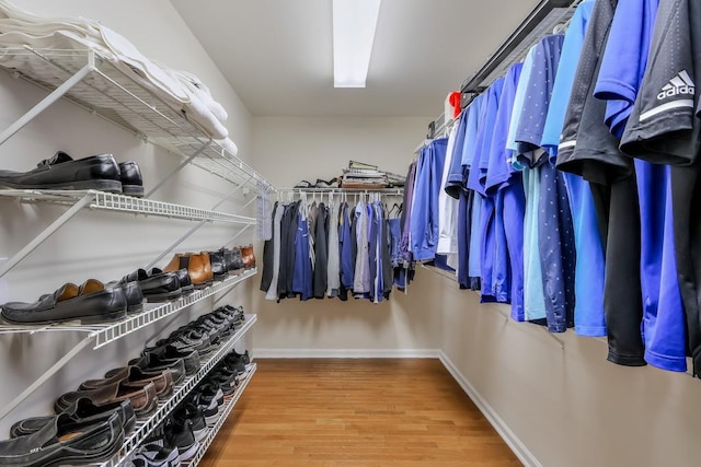 spacious closet with wood finished floors