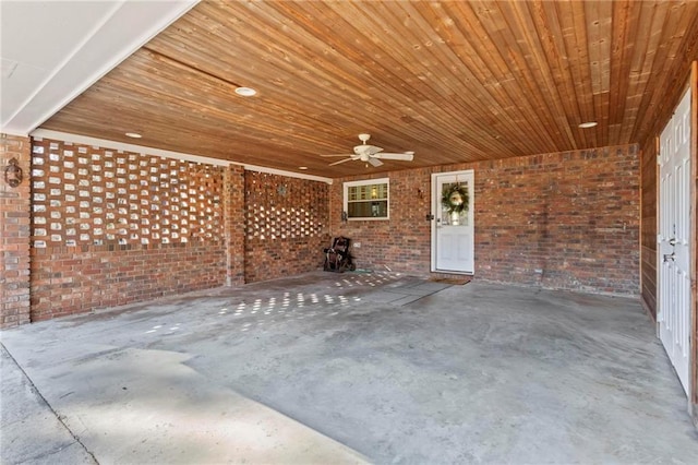 view of patio featuring ceiling fan