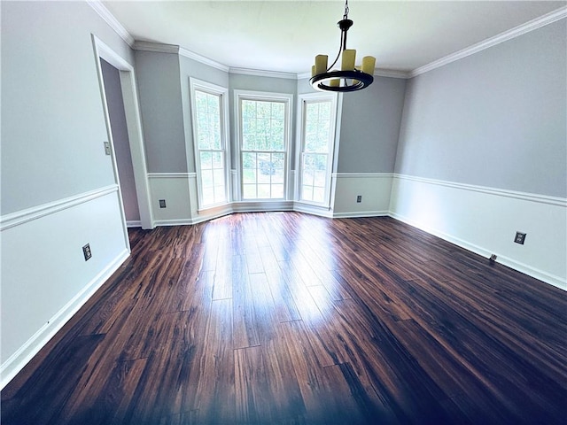3460 Ebenezer Rd, Marietta, GA 30066 - empty room featuring dark wood-type flooring, a chandelier, and ornamental molding