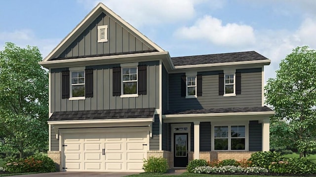 366 Lost Creek Blvd, Dallas, GA 30132 - craftsman house featuring board and batten siding, brick siding, concrete driveway, and a garage