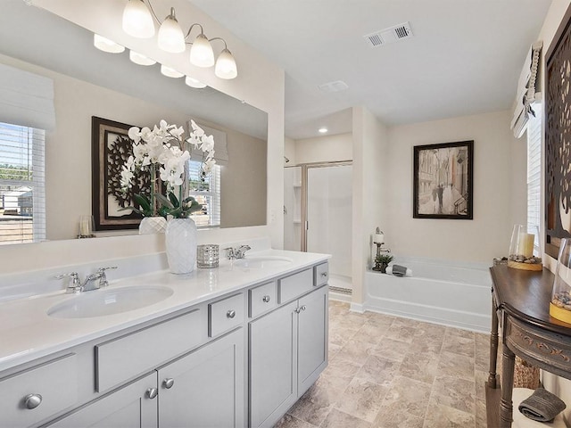 366 Lost Creek Blvd, Dallas, GA 30132 - full bathroom with a stall shower, a garden tub, and double vanity