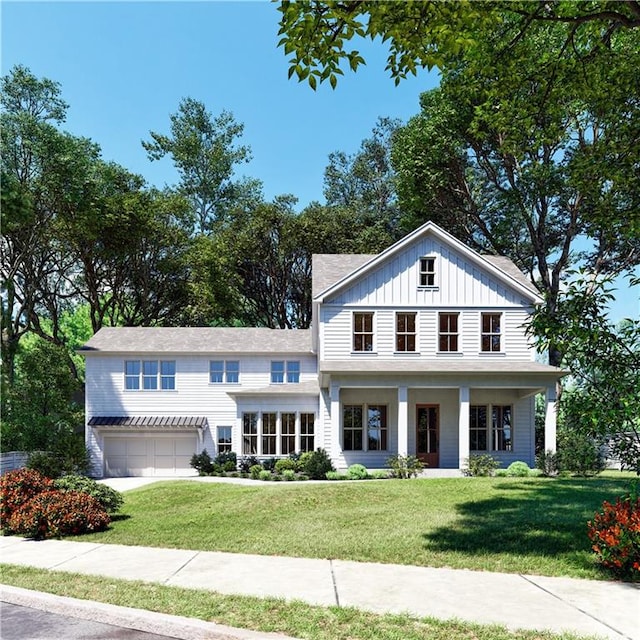 view of front facade with a garage and a front yard