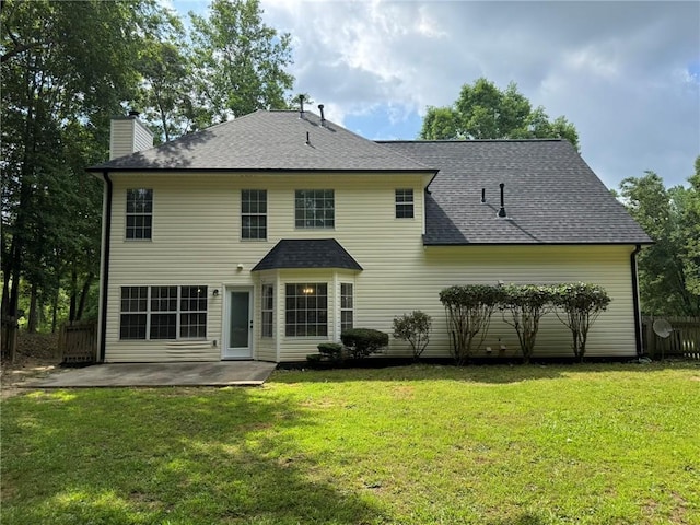 7454 Woody Springs Dr, Flowery Branch, GA 30542 - back of property with a patio, a chimney, and roof with shingles