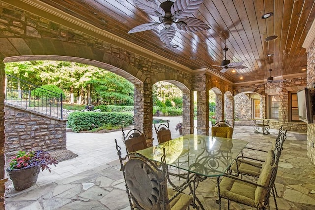 view of patio / terrace featuring ceiling fan