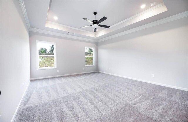 106 Harmony Farms Orch, Eatonton, GA 31024 - unfurnished room with a tray ceiling, ceiling fan, light carpet, and ornamental molding