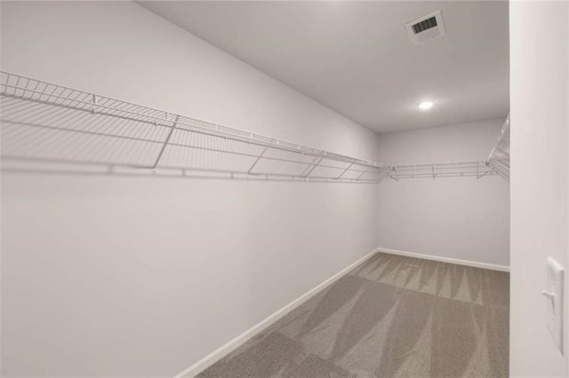 walk in closet with carpet