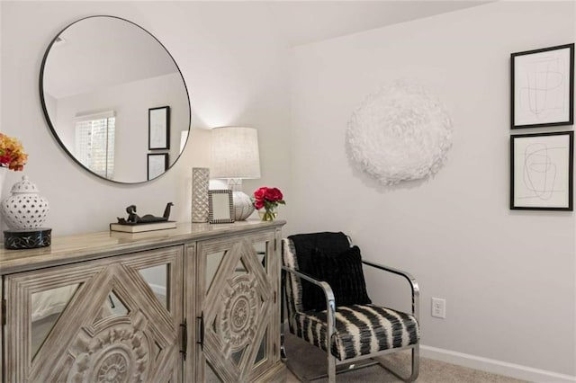 sitting room featuring carpet floors